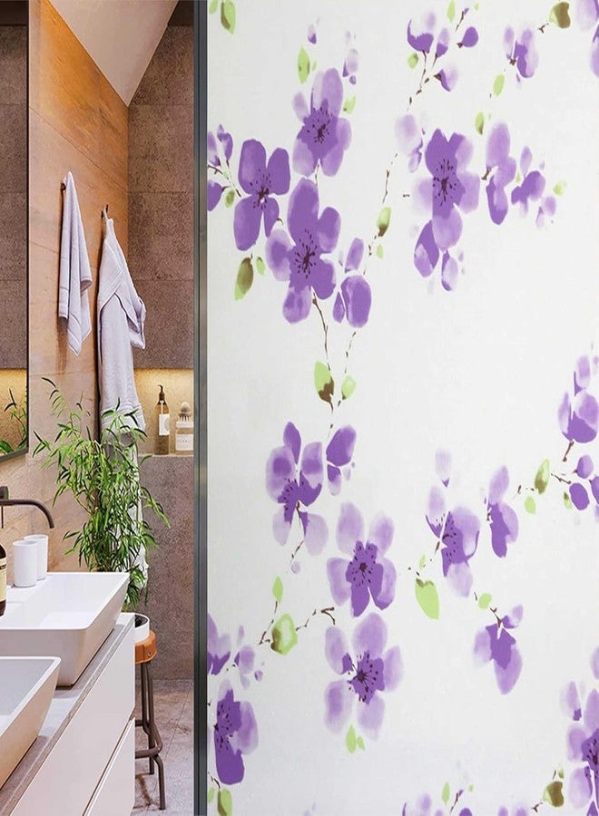 WALLTON فيلم زجاجي لاصق من الفينيل غير لامع من والتون، يوفر الخصوصية، مناسب للنوافذ والأبواب والمكاتب والمنازل. | مقاوم للأشعة فوق البنفسجية. (16 × 36 بوصة، زهور بنفسجية) - Image 5